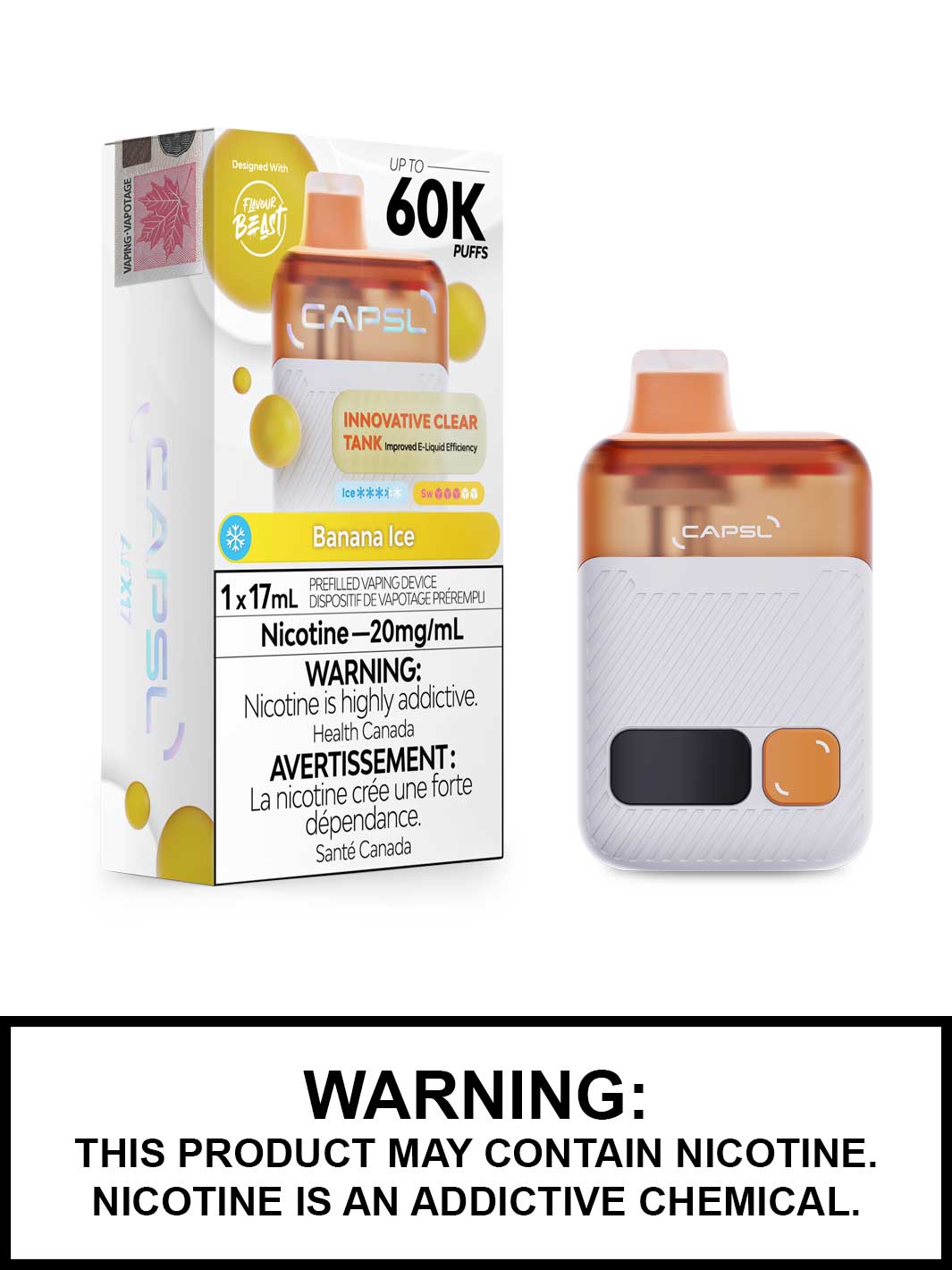 Banana Ice CAPSL 60K Disposable Vape, CAPSL Vape Canada