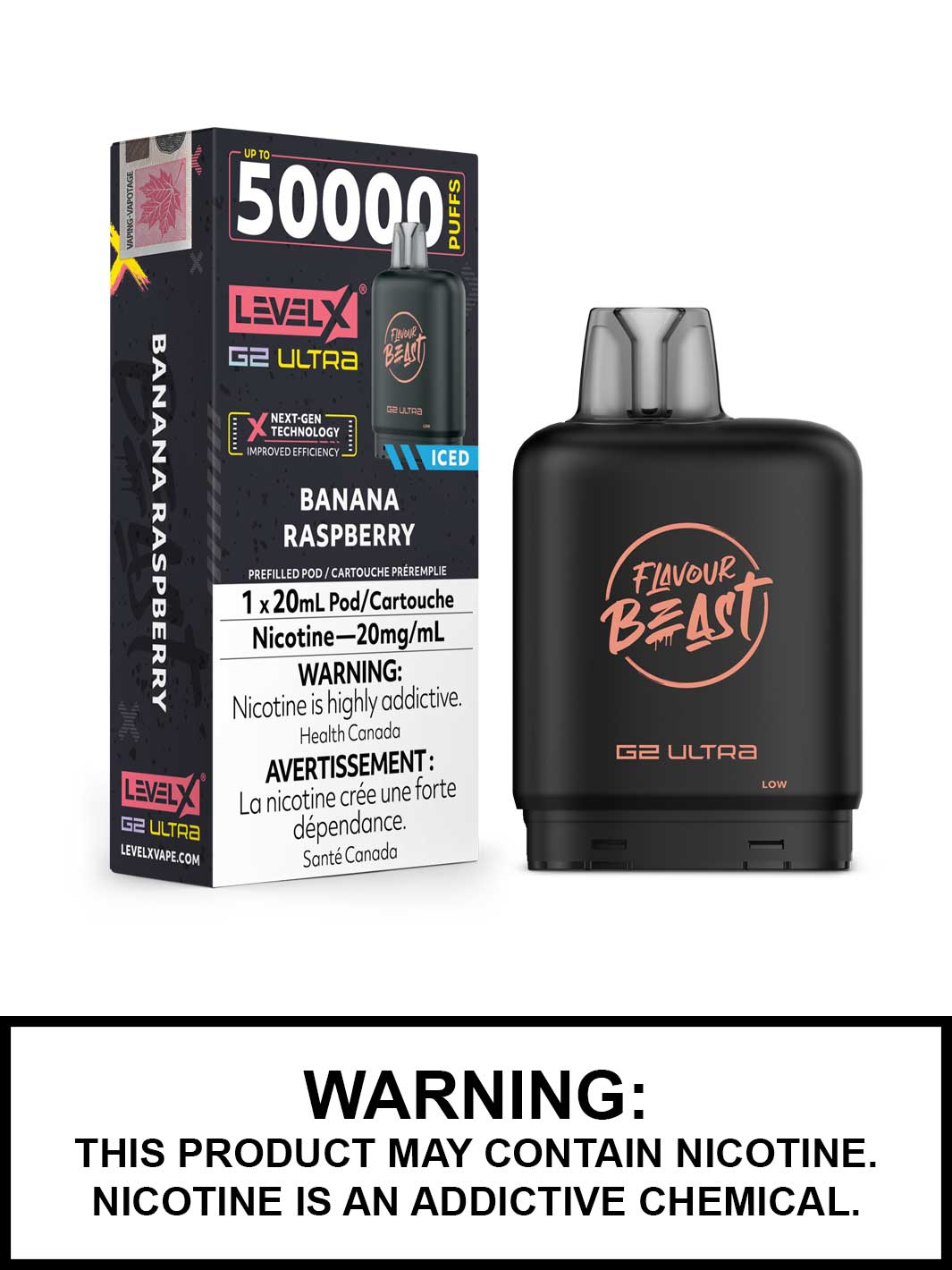 Banana Raspberry Iced Level X G2 Ultra Pods, Level X Vape, Flavour Beast Flavours, Vape360 Canada