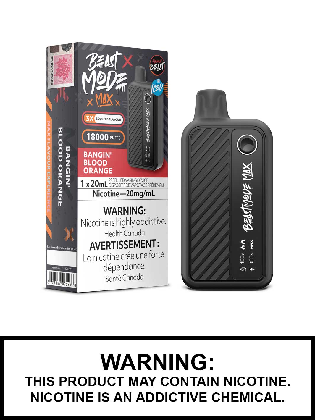 Bangin Blood Orange Flavour Beast Beast Mode Max Disposable Vape, Vape360 Canada