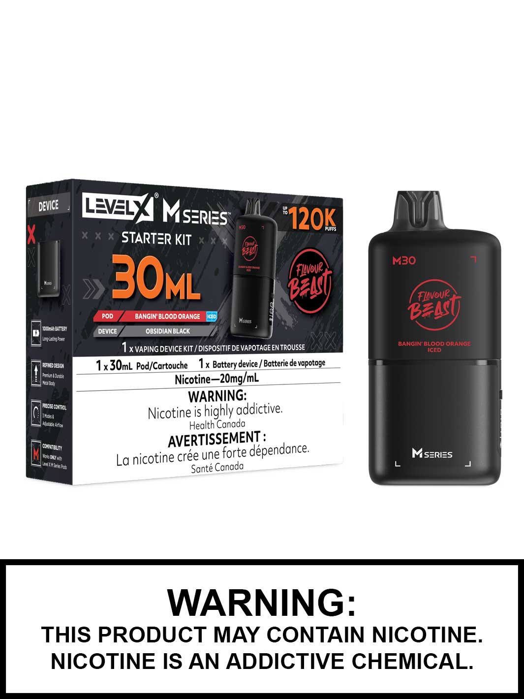 Bangin Blood Orange Iced Level X M Series Starter Kit, M30 120K Puffs