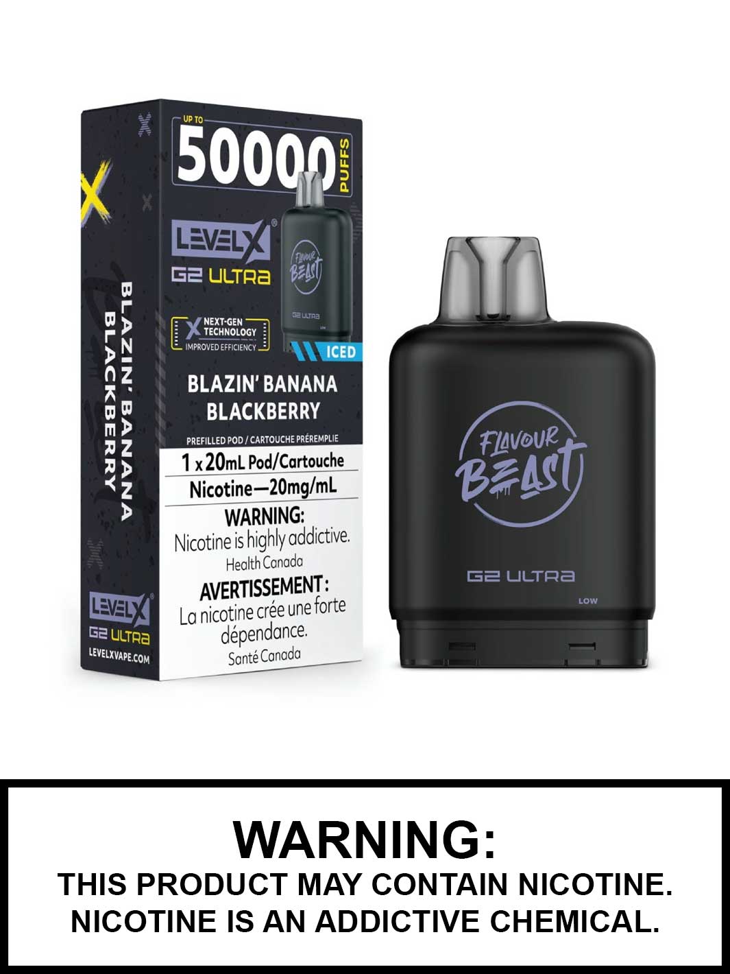 Blazin Banana Blackberry Iced Level X Ultra Pods by Flavour Beast, Level X Pods