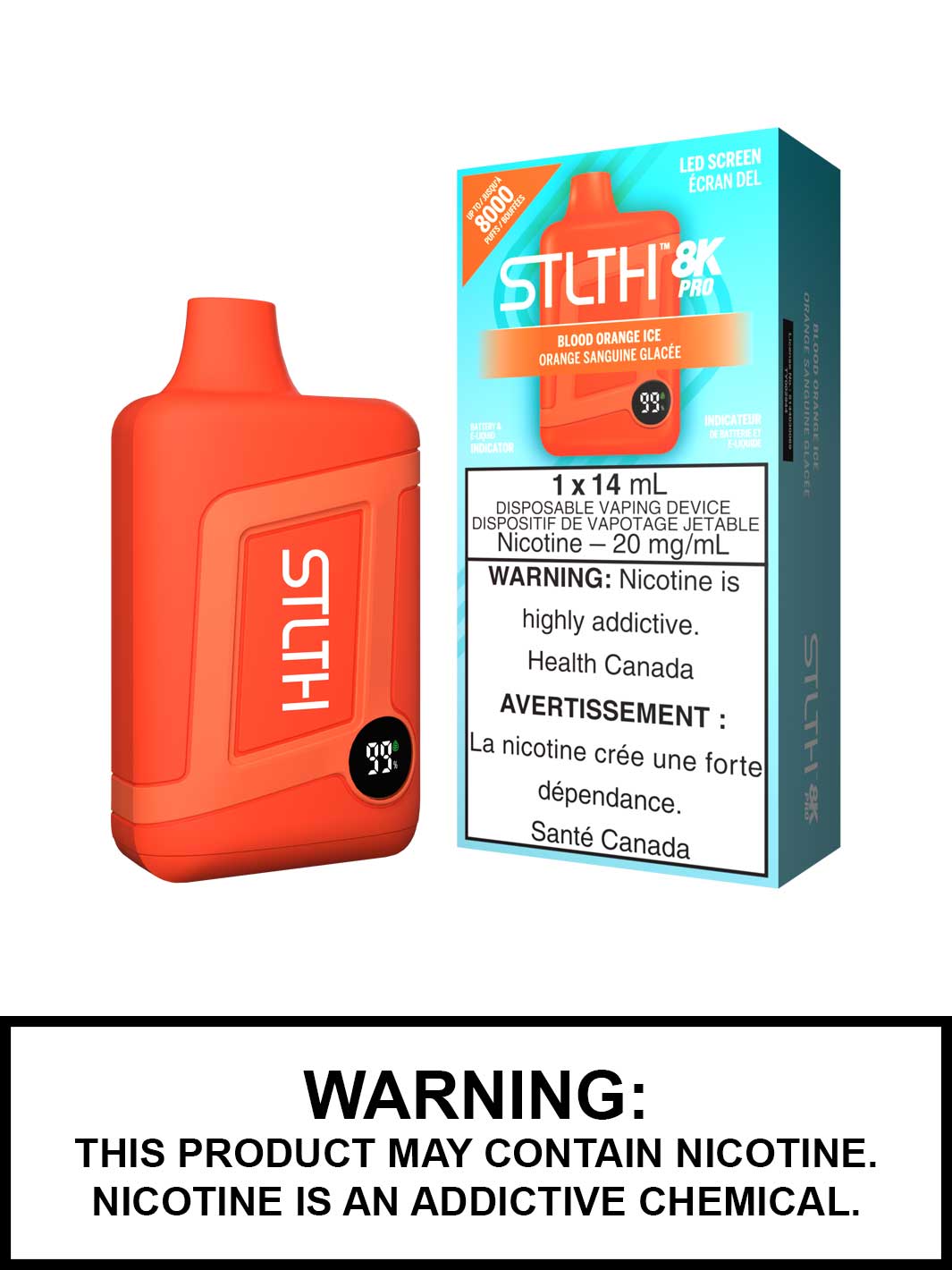 Blood Orange Ice STLTH 8K Pro Disposable Vape, STLTH 8000 Pro, Vape360 Canada