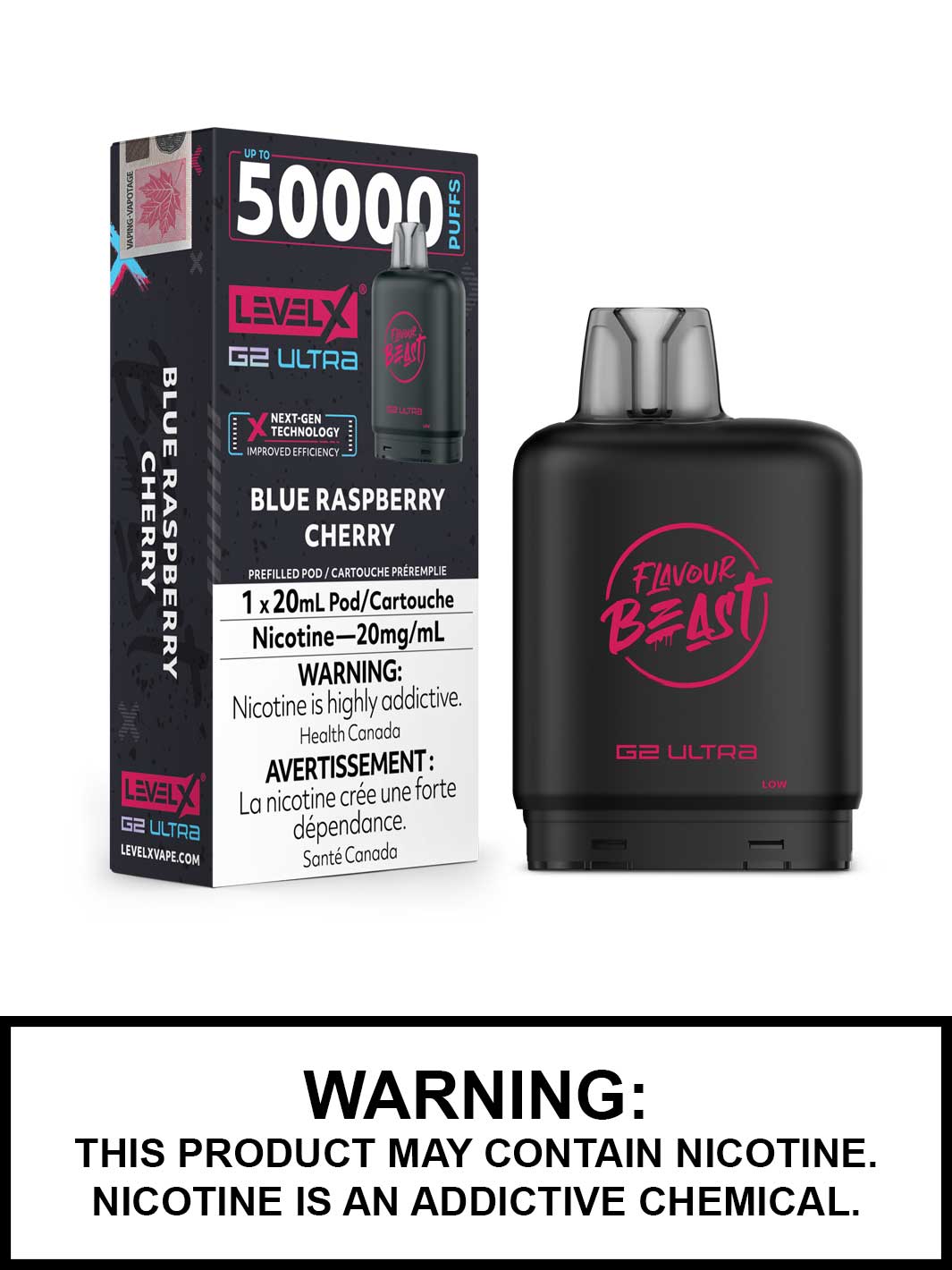 Blue Raspberry Cherry Level X G2 Ultra Pods, Level X Vape, Flavour Beast Flavours, Vape360 Canada