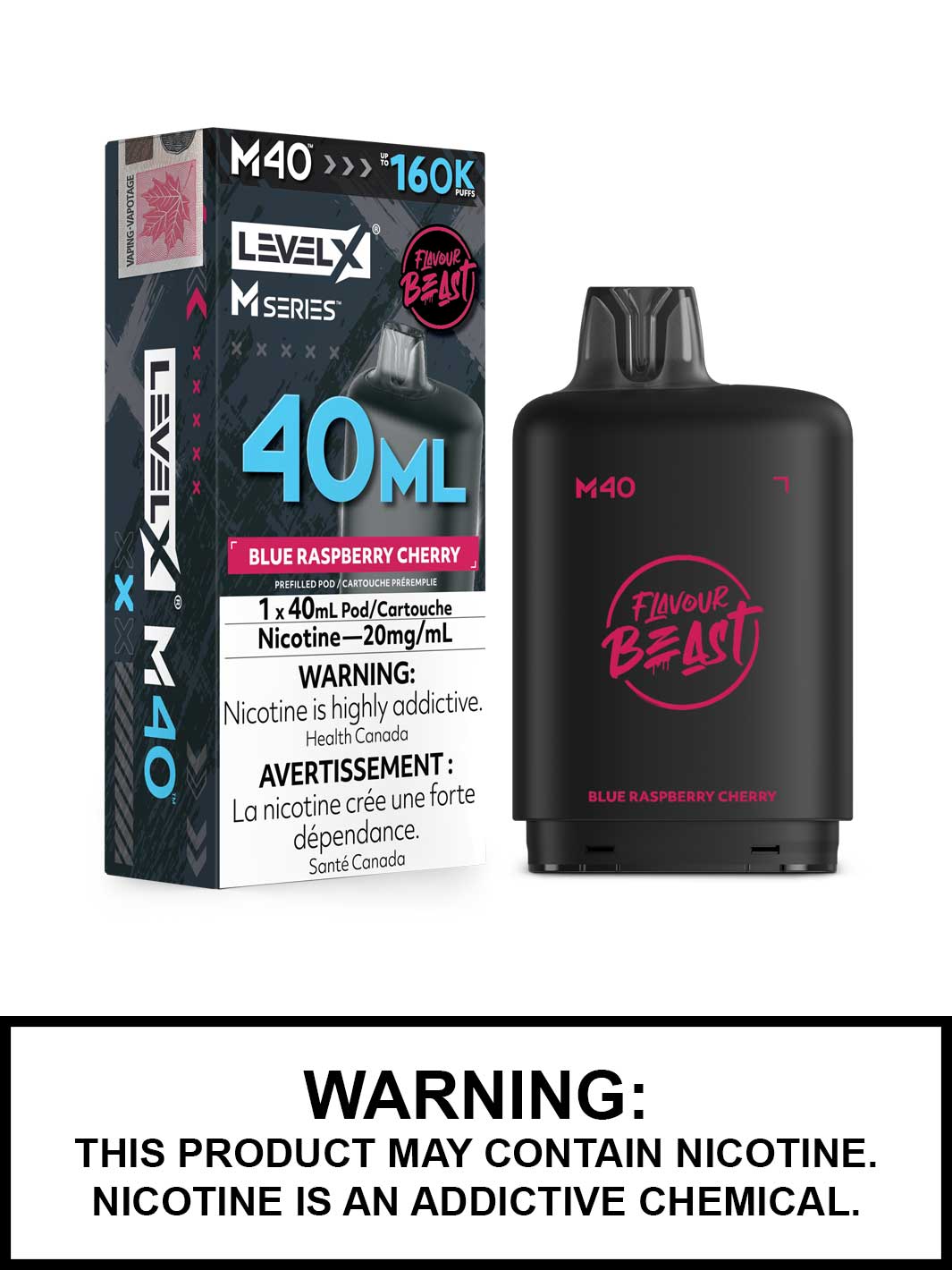 Blue Raspberry Cherry Level X M Series Pods, M40 Pod 160K Puffs