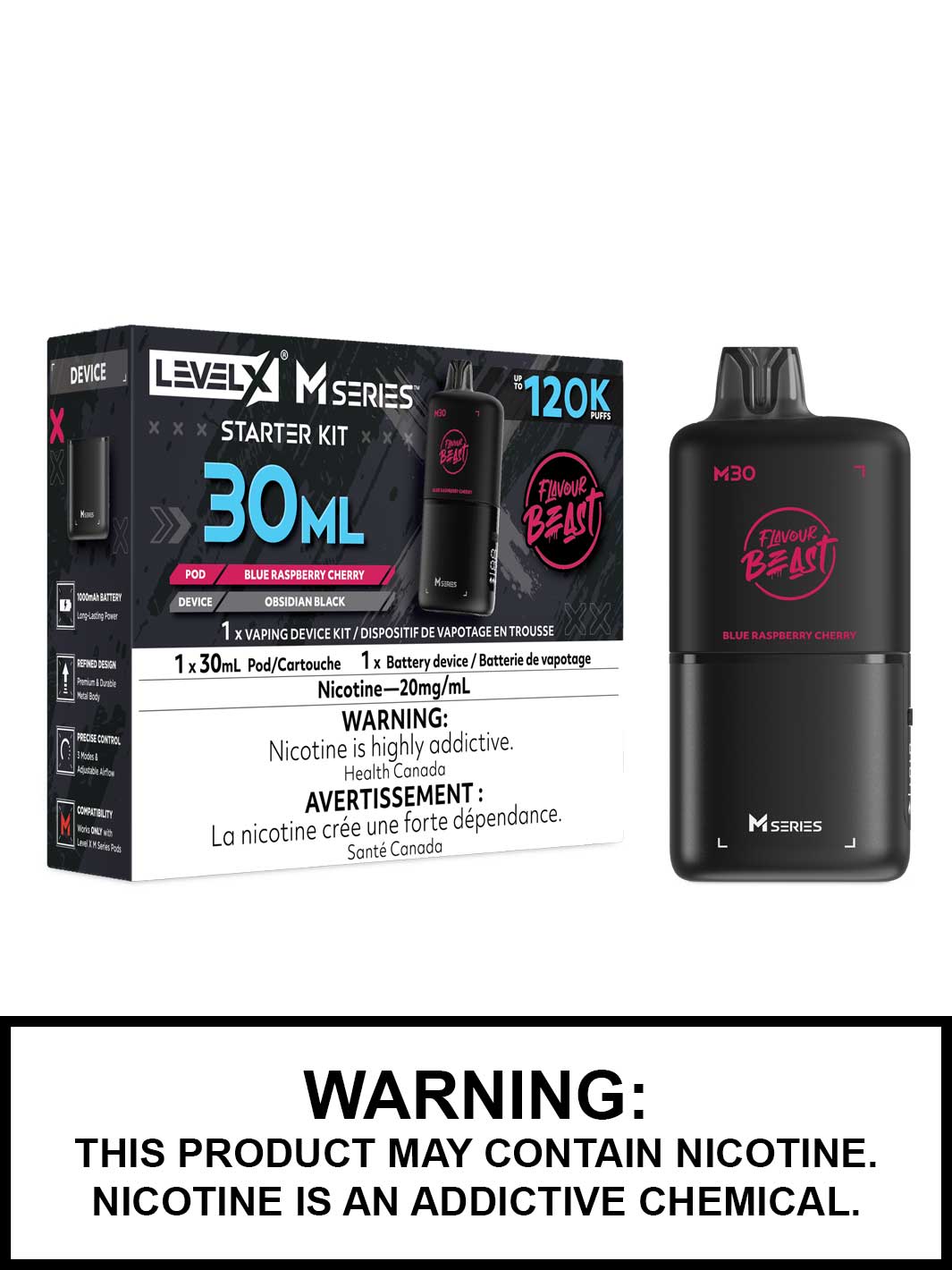 Blue Raspberry Cherry Level X M Series Starter Kit, M30 120K Puffs