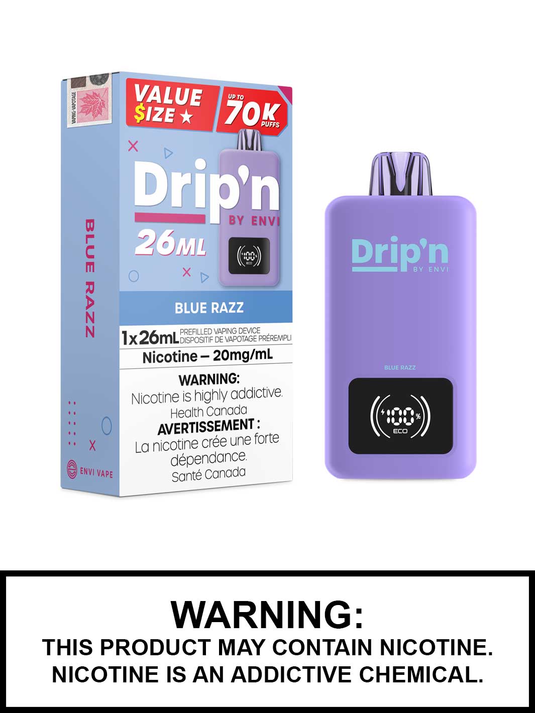 Blue Razz Drip'n 26mL Disposable vape, Drip'n by Envi, Dripn Vape Canada, Vape360