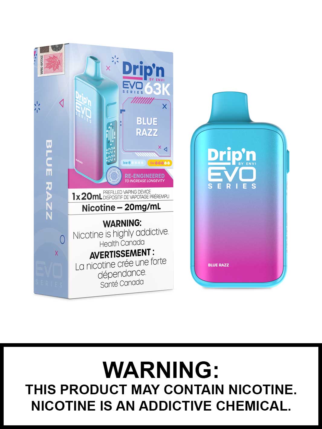 Blue Razz Dripn Evo 63K Disposable Vape, Drip'n Vape