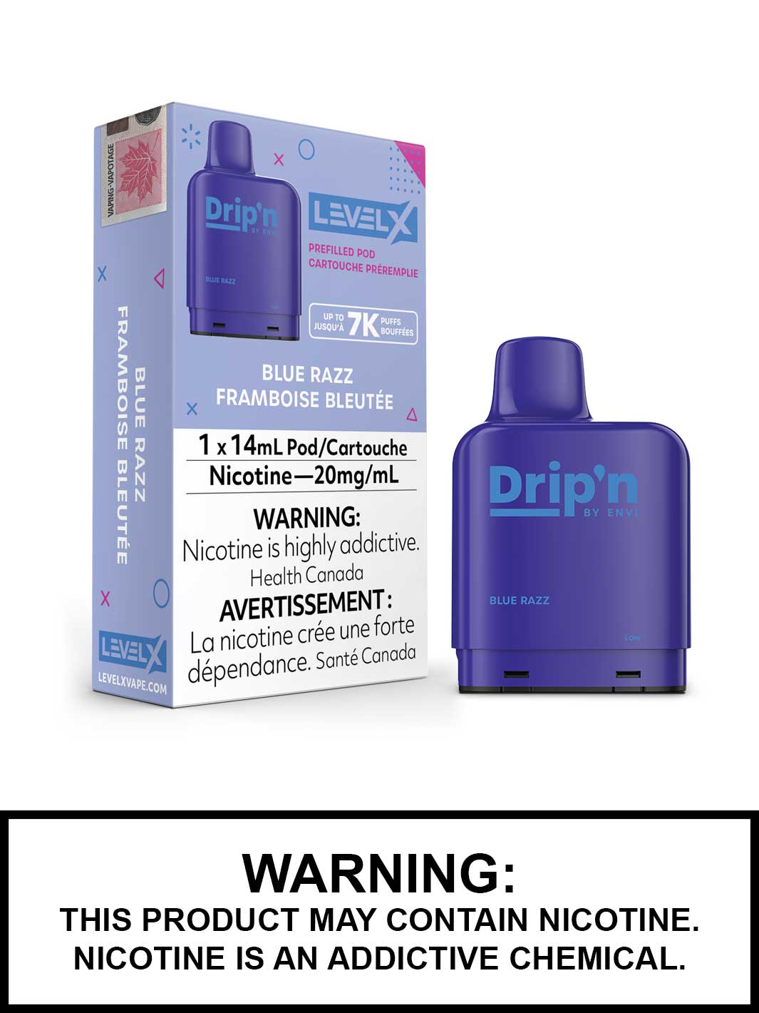 Blue Razz Drip'n Level X Pods, Drip'n Vape Pods, Vape360 Canada