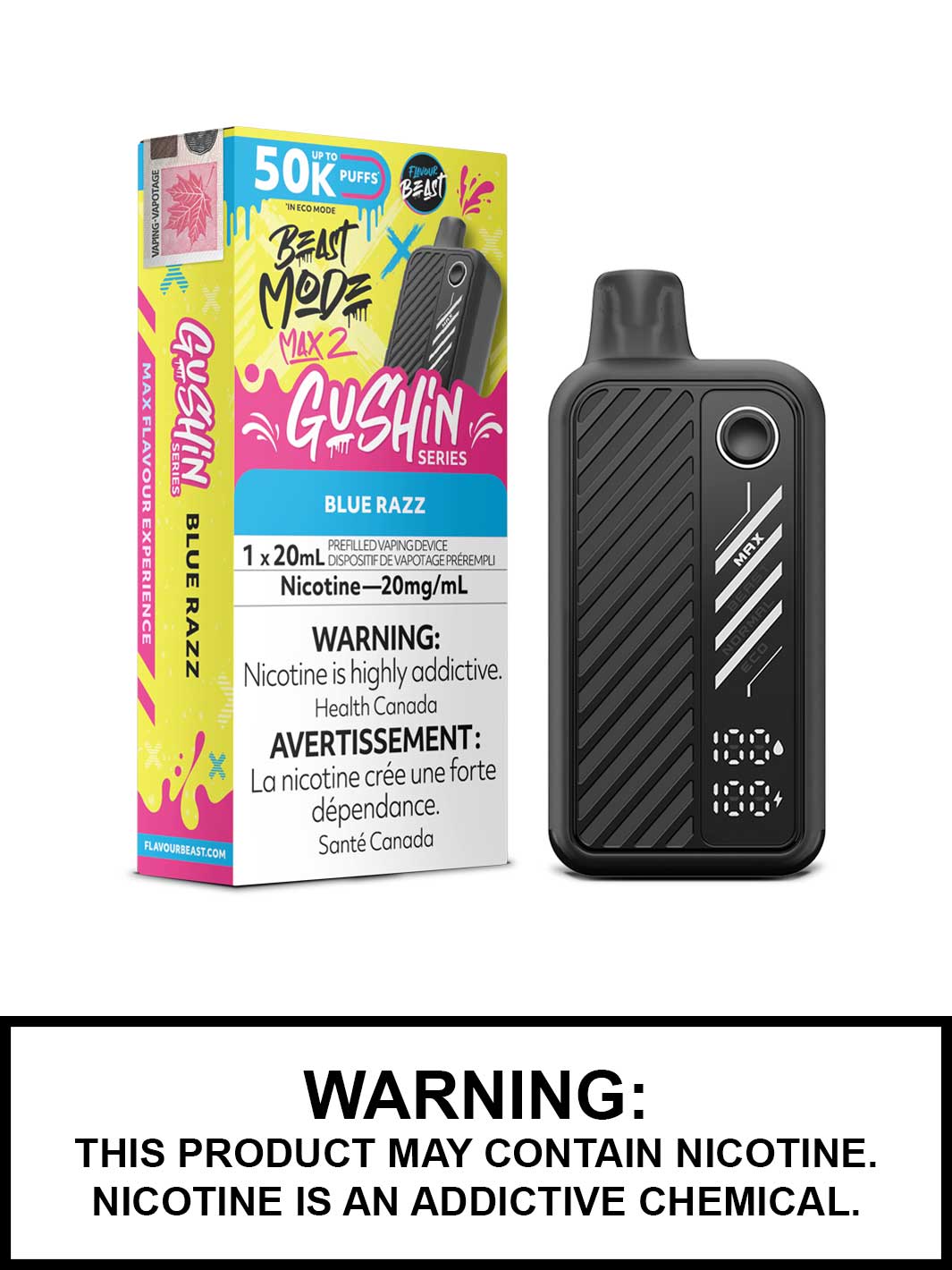 Gushin Series Blue Razz Flavour Beast Beast Mode Max 2 Disposable Vape, Flavour Beast Vape, Vape360 Canada