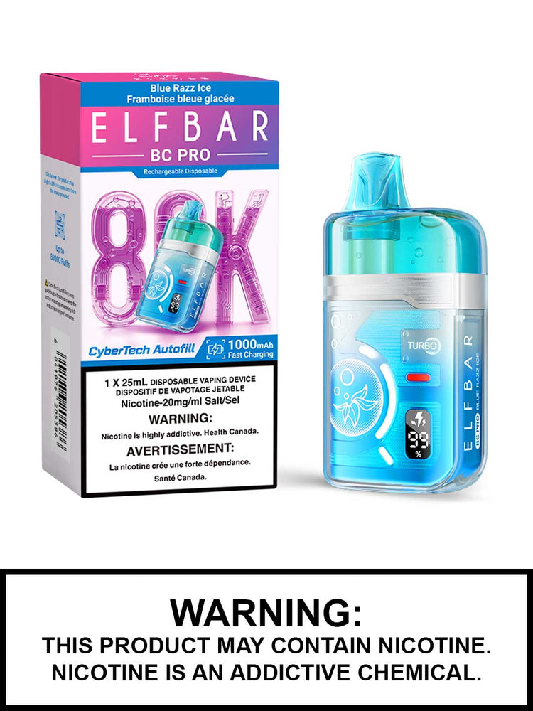 Blue Razz Ice Elf Bar BC Pro 80K Disposable Vape, 80,000 Puff Disposable Vape