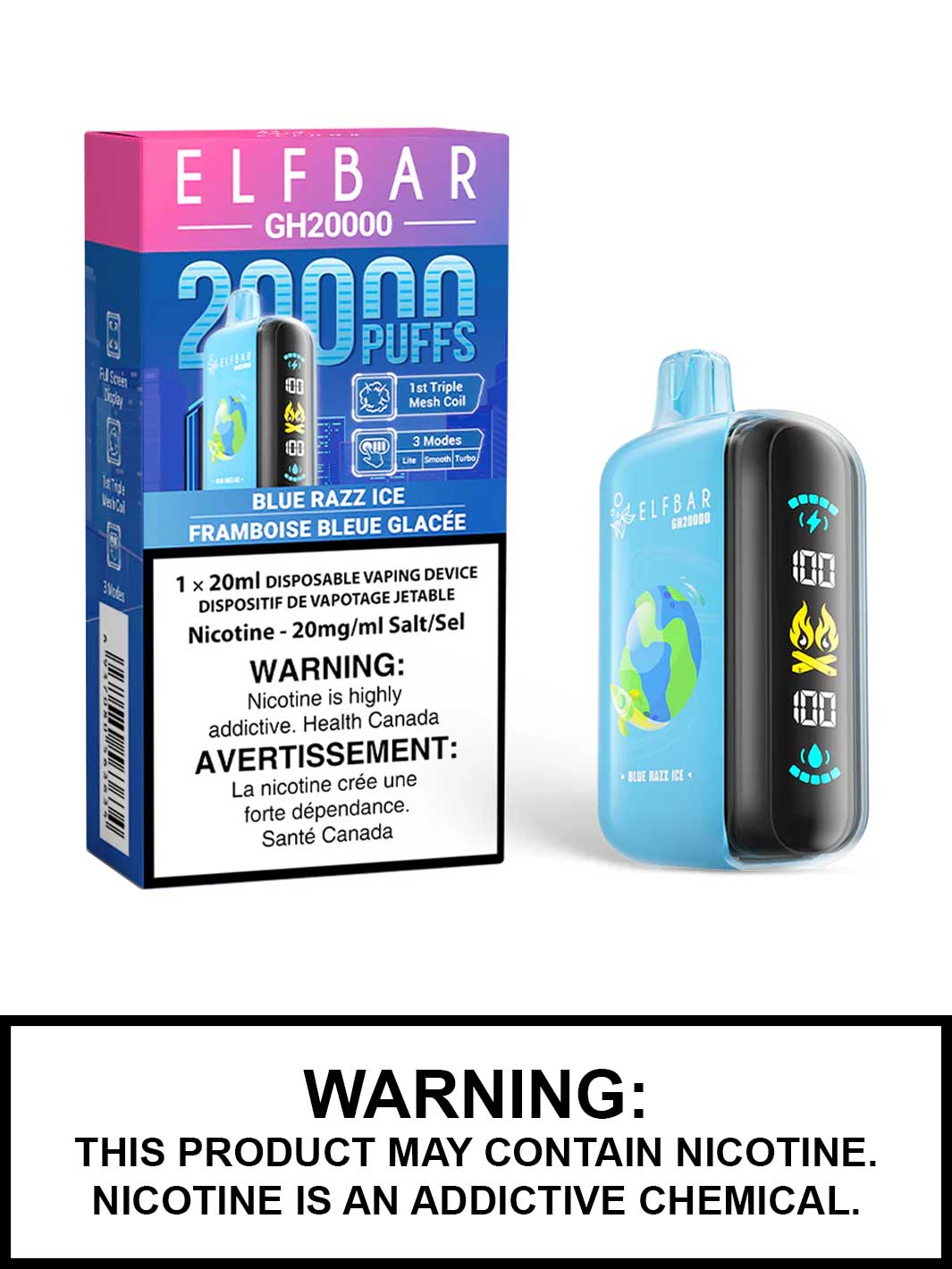 Blue Razz Ice Elf Bar GH20000, Elf Bar 20K, Vape360 Canada