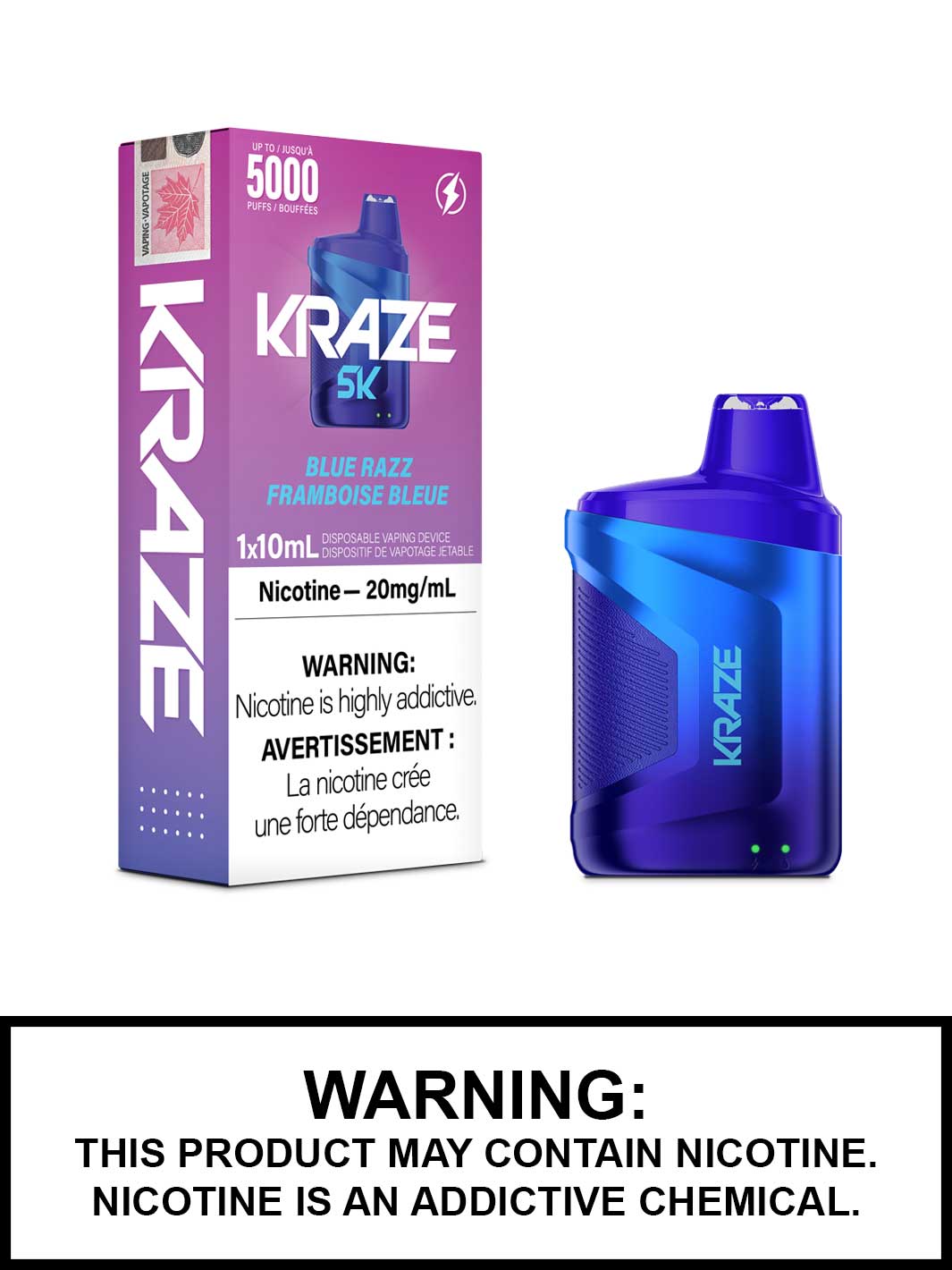Blue Razz Kraze 5000 Disposable Vape, Kraze, Vape360 Canada