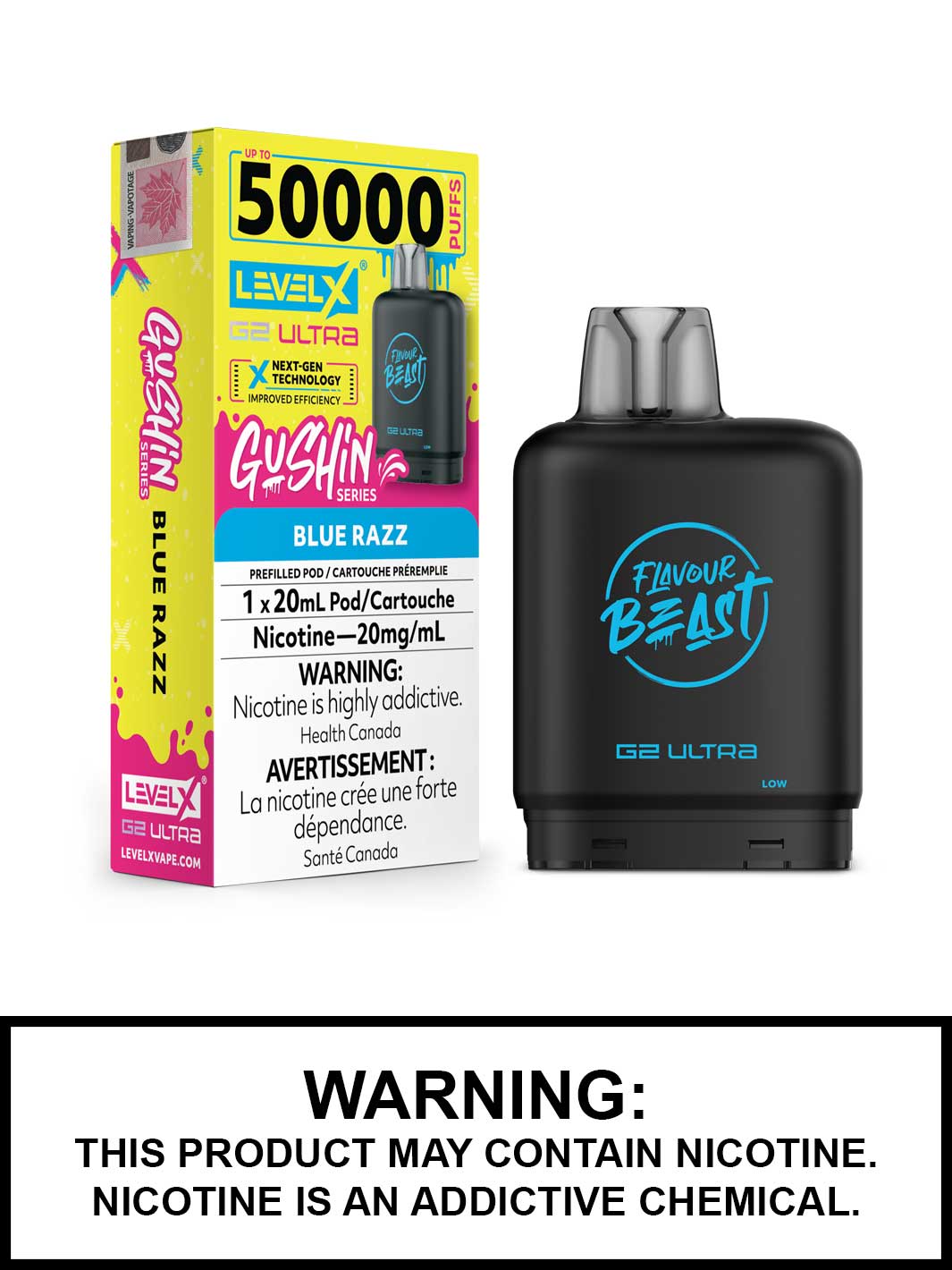 Gushin Blue Razz Level X Ultra Pods, 50K Puffs Gushin Blue Razz Level X Ultra Pods, 50K Puffs