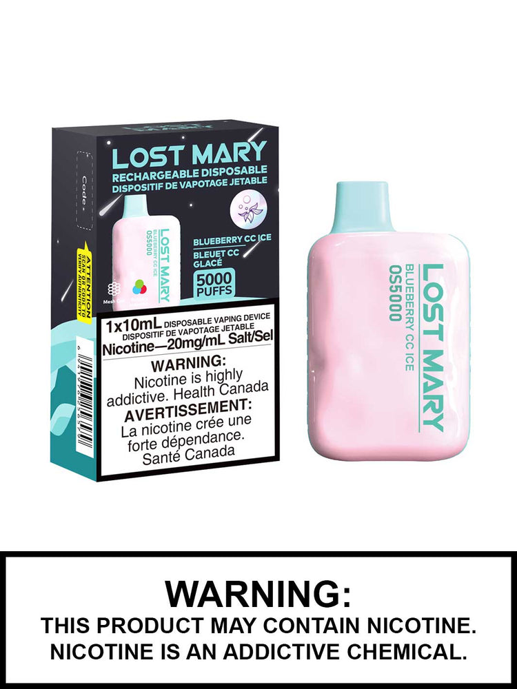 Lost Mary OS5000 Disposable Vape, Lost Mary Vape, Blueberry CC Ice Vape Juice, Vape360 Canada