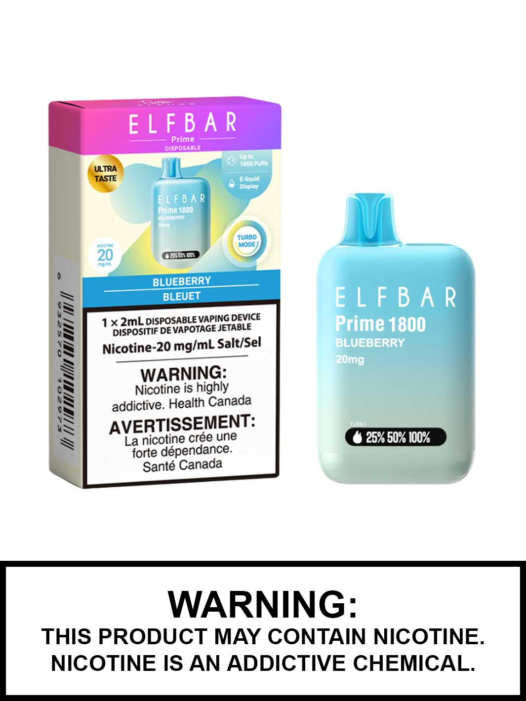 Blueberry Elfbar Prime 1800 Disposable Vape, Elf Bar Prime Canada