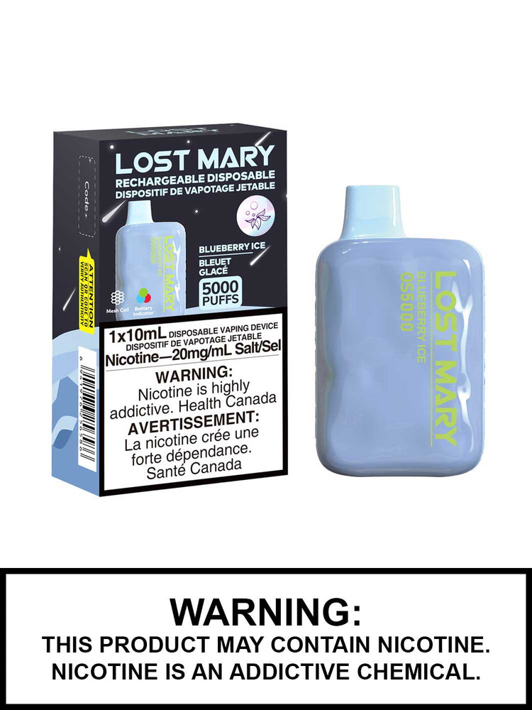 Lost Mary OS5000 Disposable Vape, Lost Mary Vape, Blueberry Ice Vape Juice, Vape360 Canada
