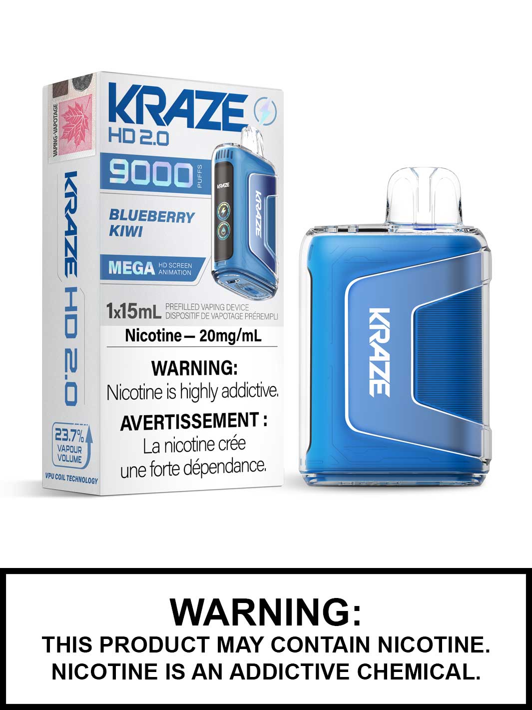 Blueberry Kiwi Kraze HD Disposable Vape, Kraze Vape, Vape360 Canada