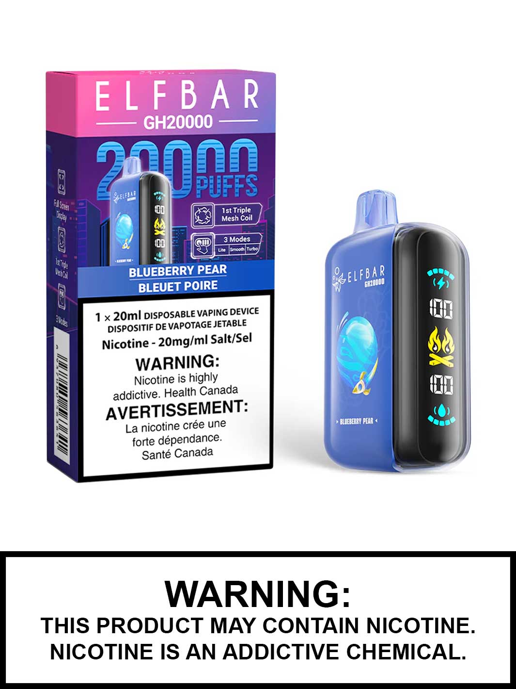 Blueberry Pear Elf Bar GH20000, Elf Bar 20K, Vape360 Canada