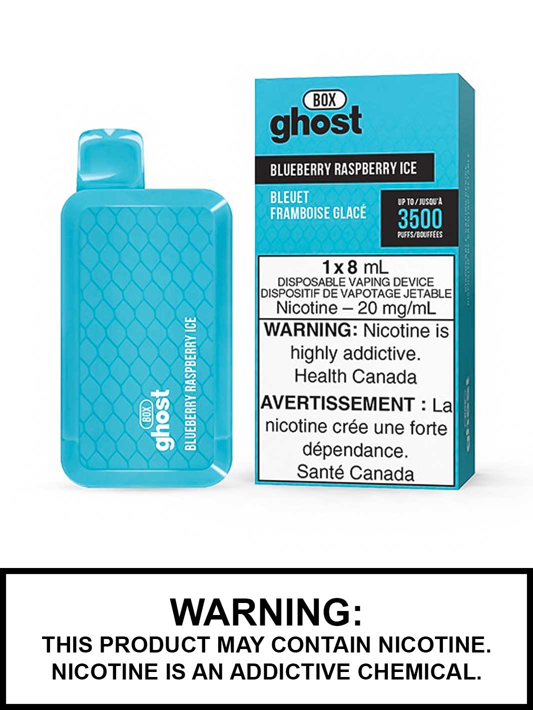 Blueberry Raspberry Ice Ghost Box Disposable Vape, Ghost Box Vape, Ghost Vape, Vape360 Canada