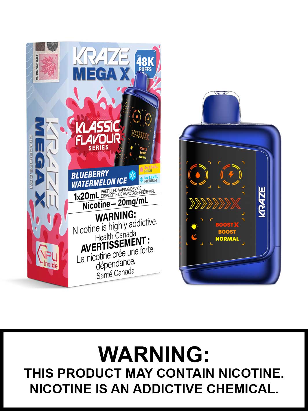 Blueberry Watermelon Ice Kraze Mega X 48K Disposable Vapes, Kraze 48K