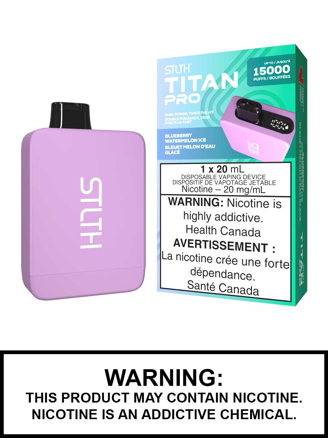 Blueberry Watermelon Ice STLTH Titan Pro Disposable Vape, STLTH Titan 15K, Vape360 Canada