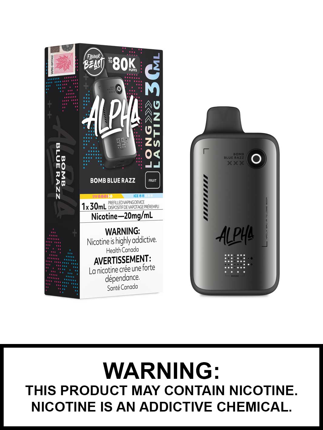 Bomb Blue Razz Flavour Beast Alpha 80K Disposable Vape