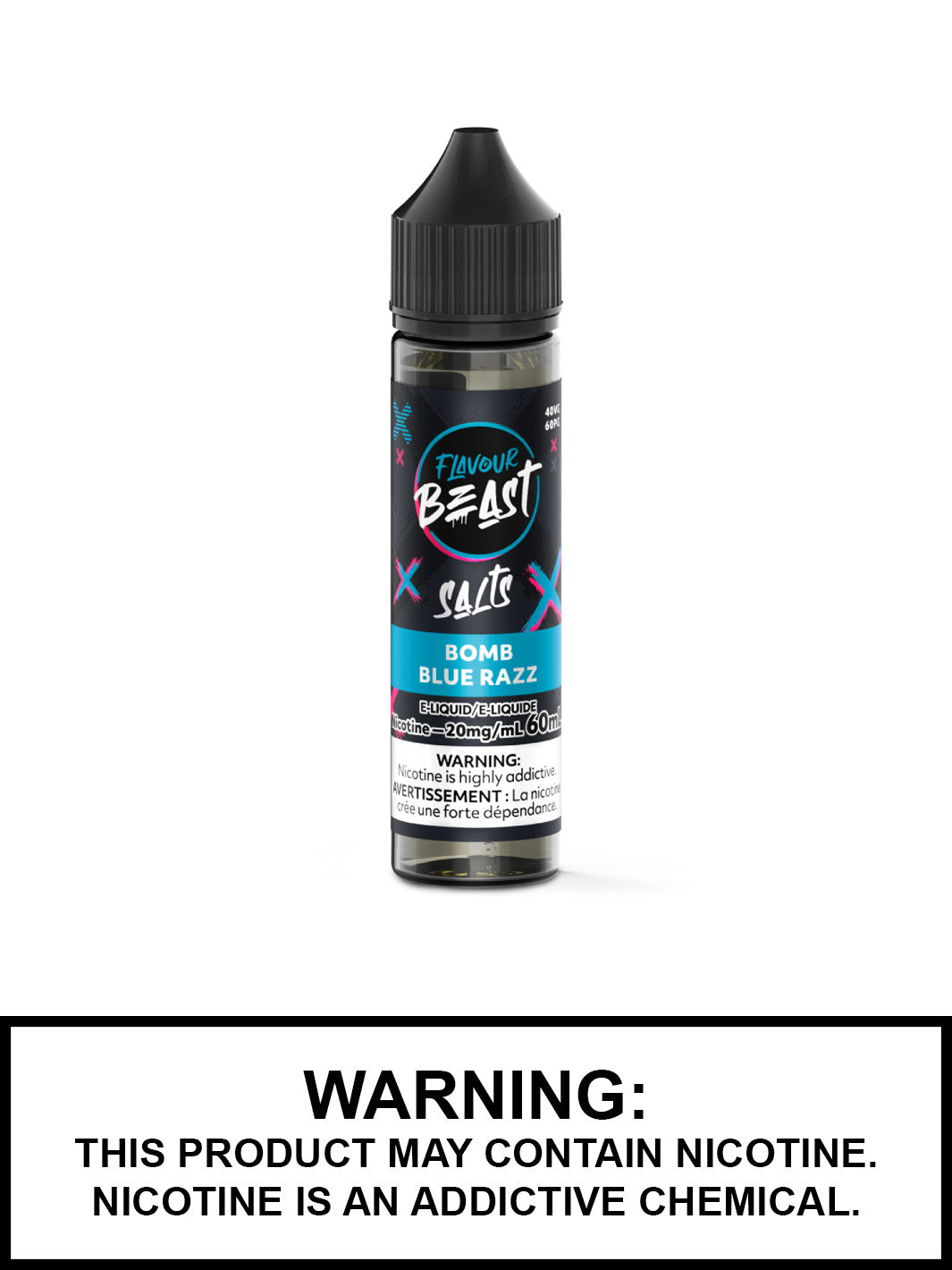 Bomb Blue Razz Flavour Beast Salt Nic, 60mL Vape Juice