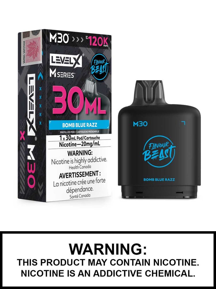 Bomb Blue Razz Level X M Series Pods, M30 Pod 120K Puffs