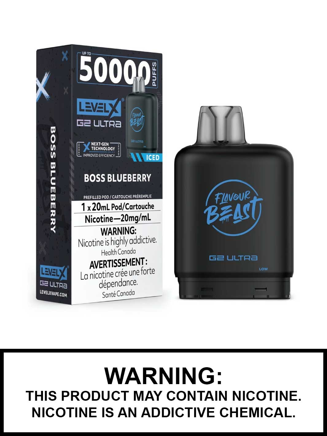 Boss Blueberry Iced Level X Ultra Pods by Flavour Beast, Level X Pods