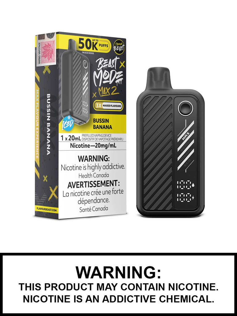 bussin bars disposable vape Bussin Banana Iced Flavour Beast Beast Mode Max 2 Disposable Vape