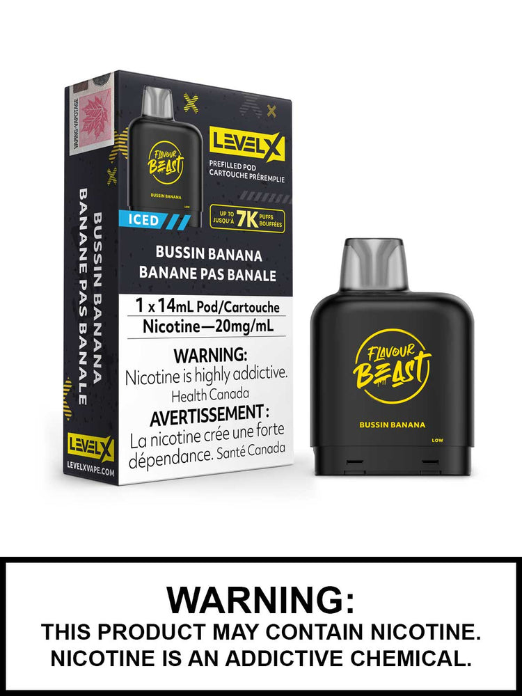 Bussin Banana Iced Level X Flavour Beast Pods, Vape360 Canada