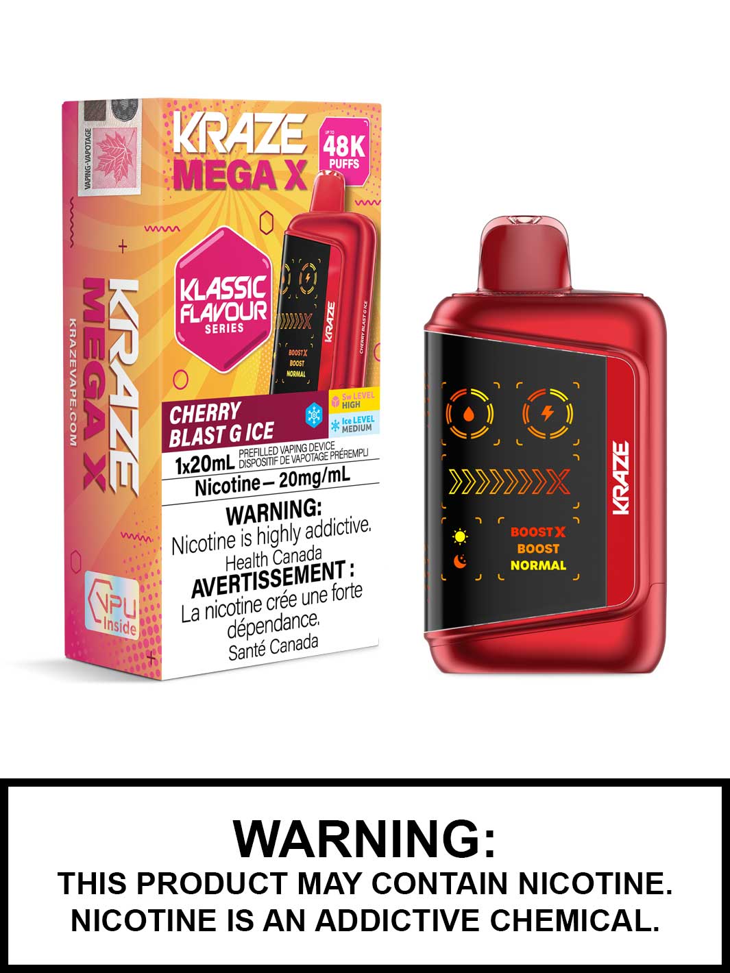 Cherry Blast G Ice Kraze Mega X 48K Disposable Vapes, Kraze 48K