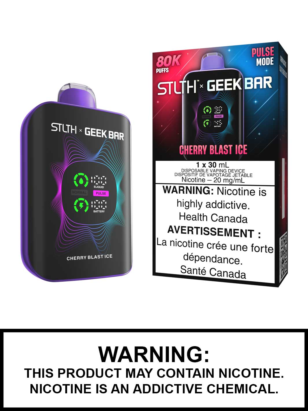 Cherry Blast Ice STLTH x Geek Bar Disposable Vape, Geek Bar Pulse Canada, Vape360