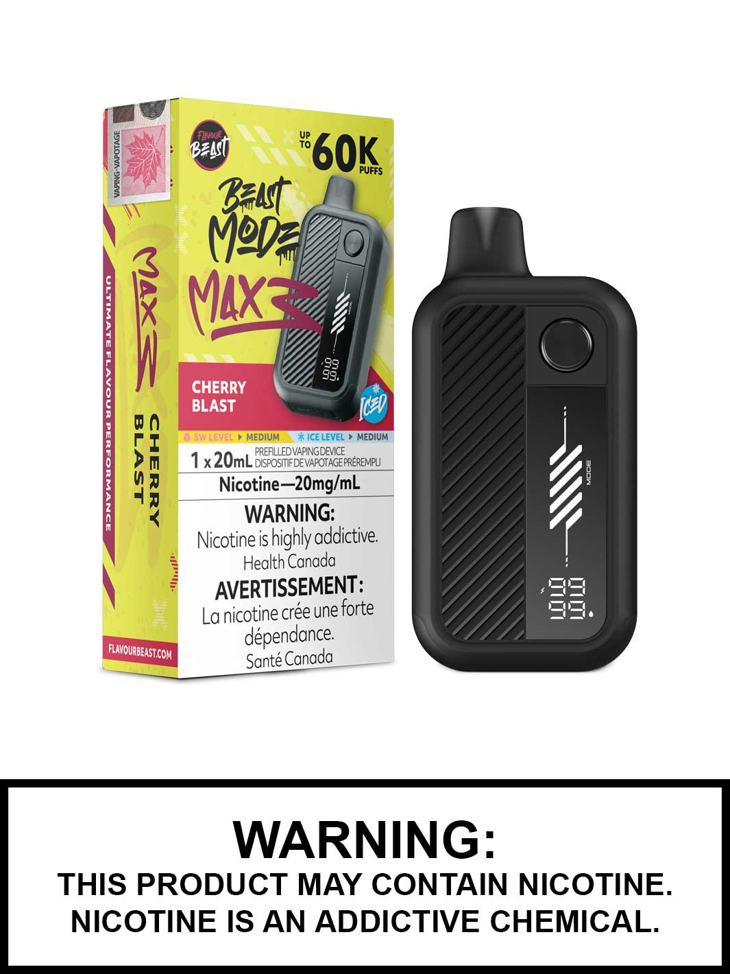 Cherry Blast Iced Flavour Beast Beast Mode Max 3 60K Disposable Vape, Beast Vape