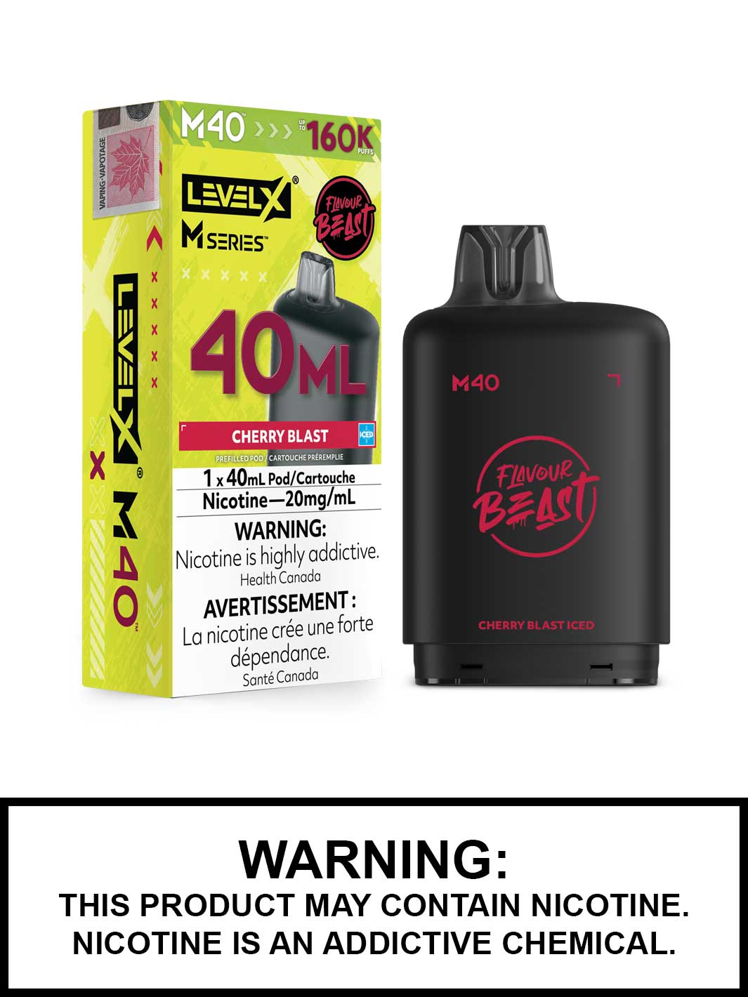 Cherry Blast Iced Level X M Series Pods, M40 Pod 160K Puffs