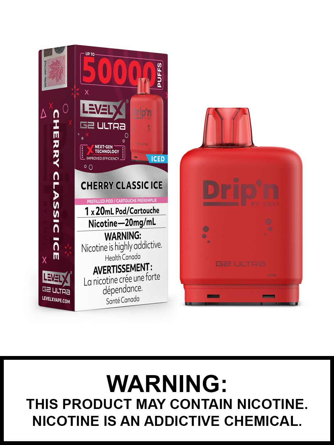 Cherry Classic Ice Drip'n Level X Ultra Pods, 50K Puffs