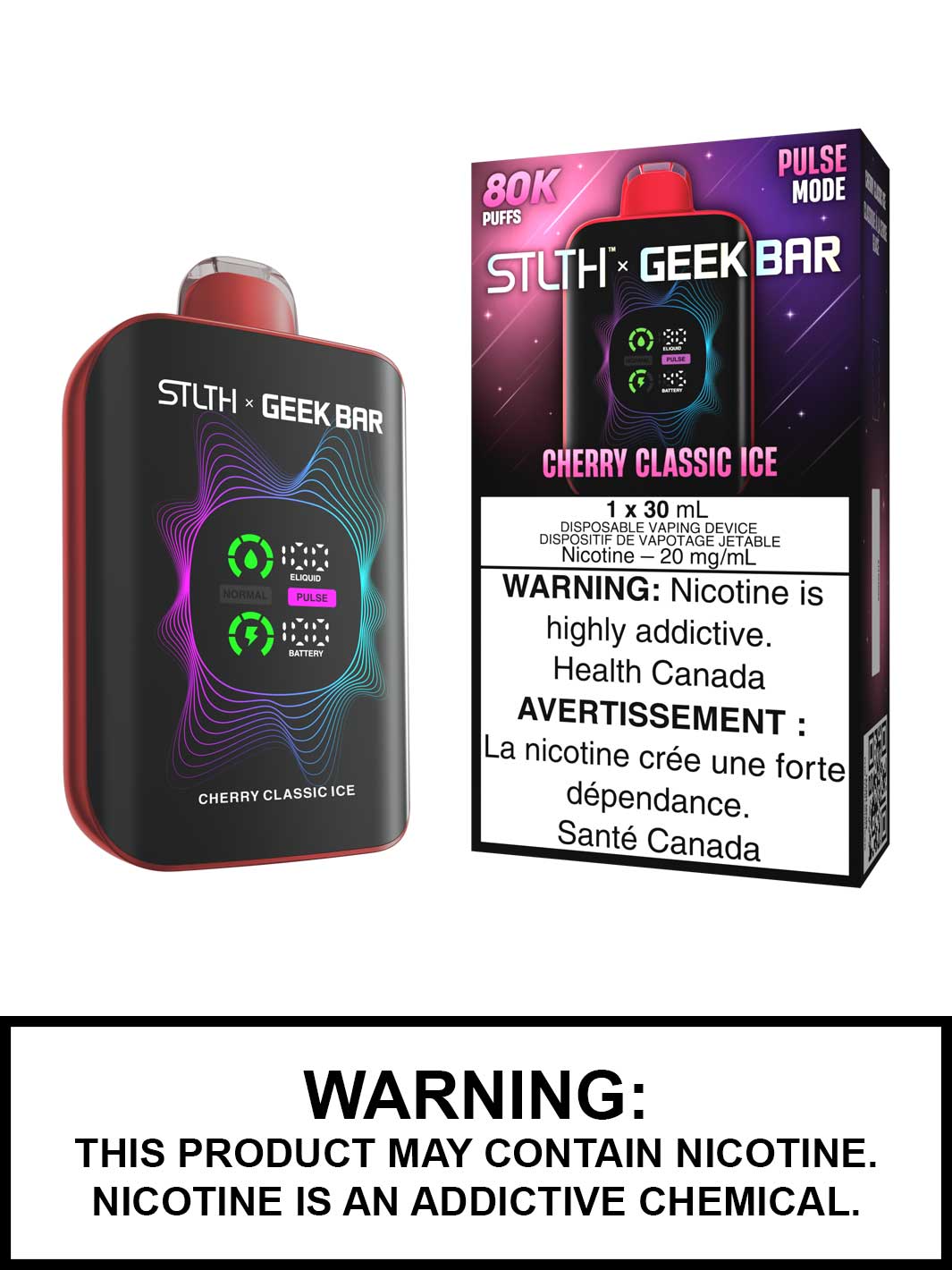 Cherry Classic Ice STLTH x Geek Bar Disposable Vape, Geek Bar Pulse Canada, Vape360