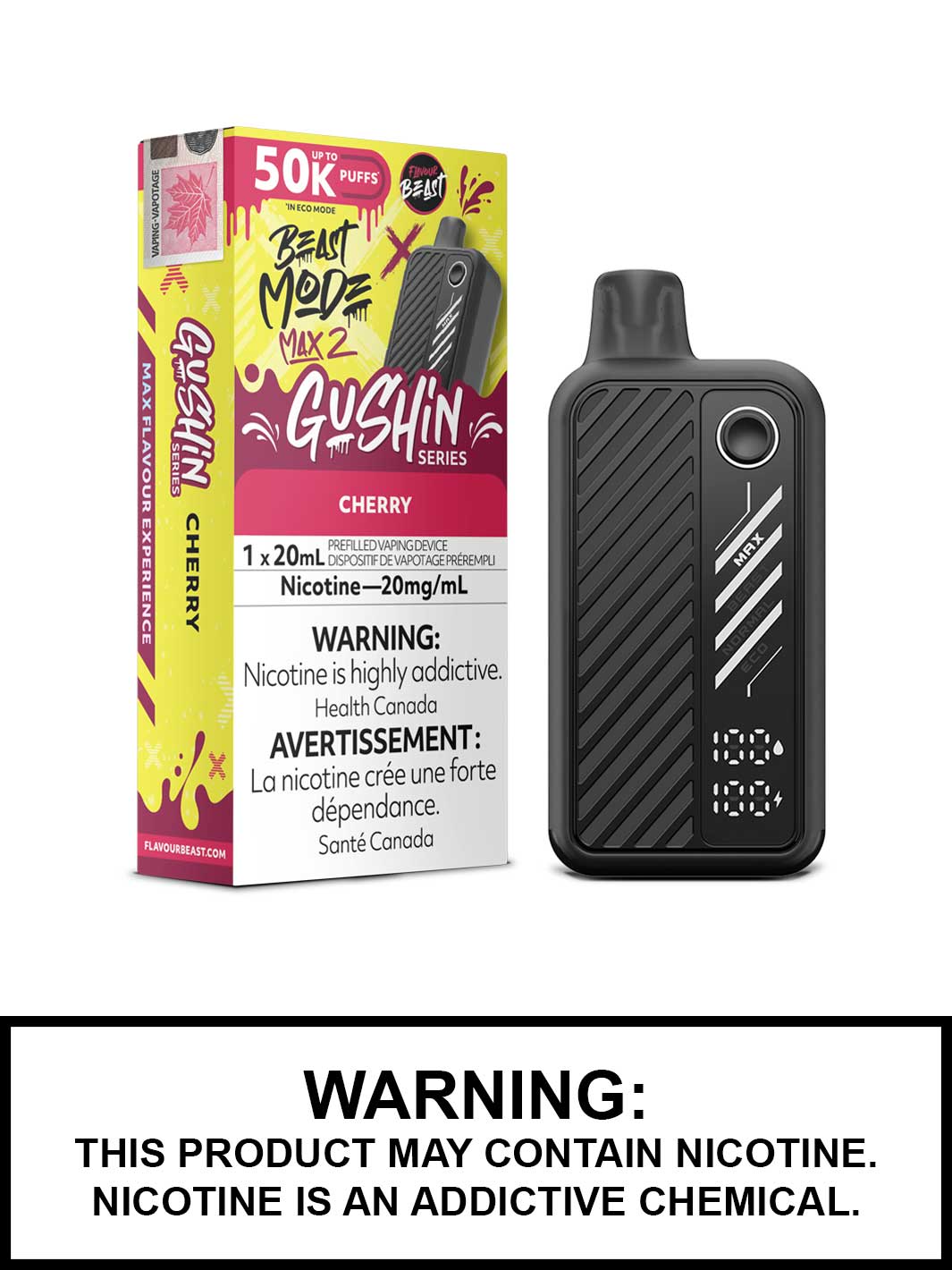 Gushin Series Cherry Flavour Beast Beast Mode Max 2 Disposable Vape, Flavour Beast Vape, Vape360 Canada