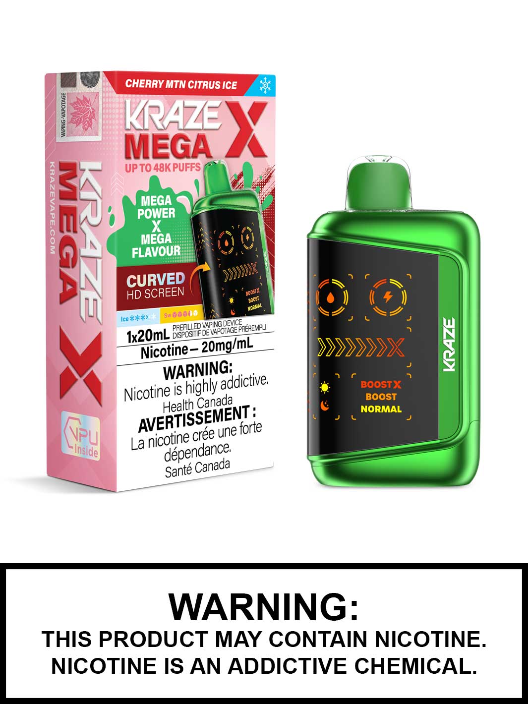 Cherry MTN Citrus Ice Kraze Mega X 48K Disposable Vapes, Kraze 48K
