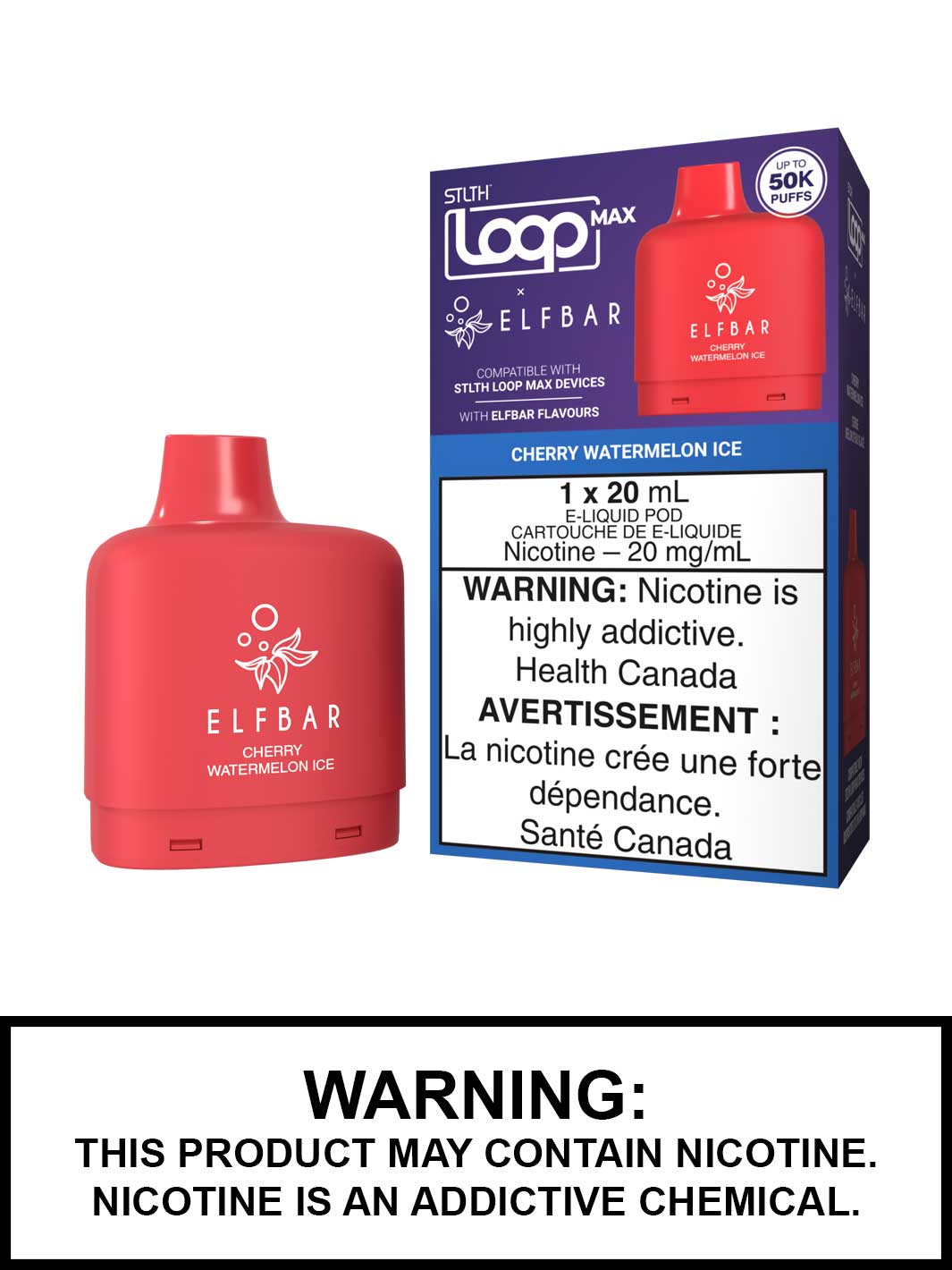 Cherry Watermelon Ice STLTH Loop Max x Elf Bar Pods Canada, 50K Puffs