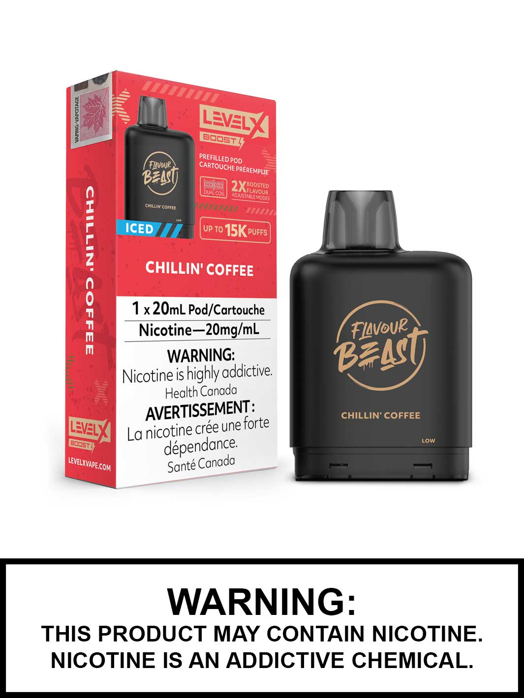 Chillin Coffee Iced Flavour Beast Level X Boost Pods, Level X Vape, Vape360 Canada