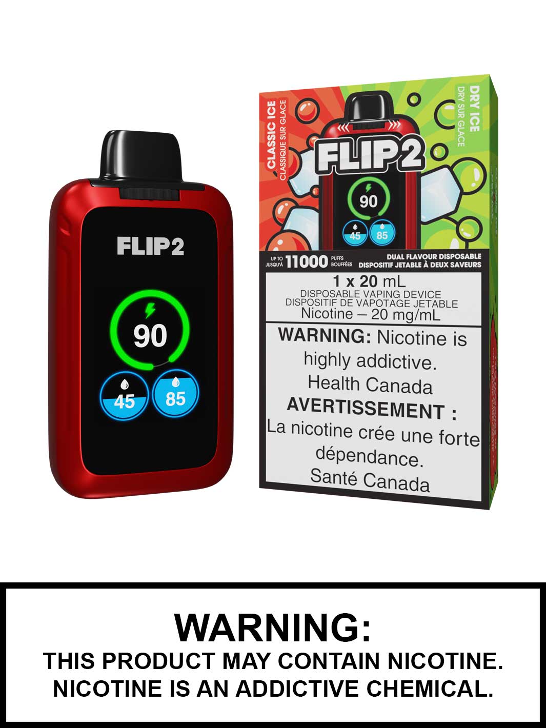 Classic Ice and Dry Ice Flip 2 Disposable Vape by Flip Bar, Vape360 Canada