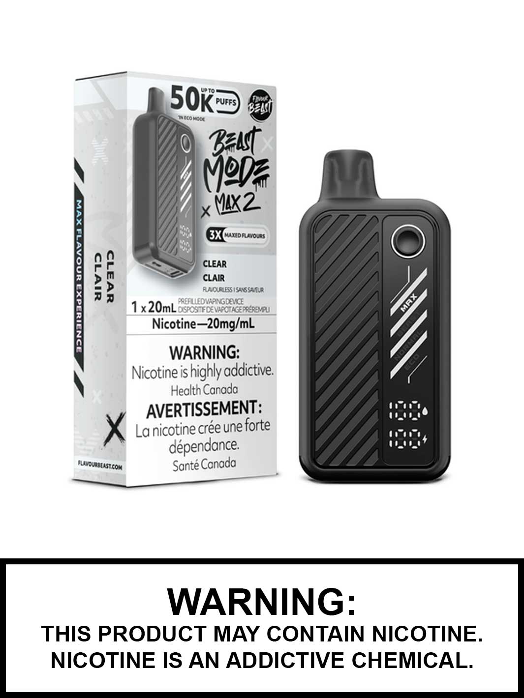 Clear Flavour Beast Beast Mode Max 2 Disposable Vape, Flavour Beast Vape, Vape360 Canada