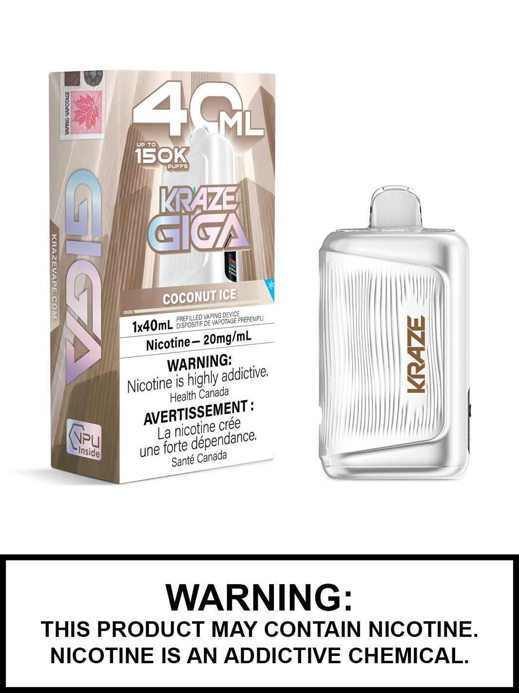 Coconut Ice Kraze Giga 150K Disposable Vape, Kraze Vape