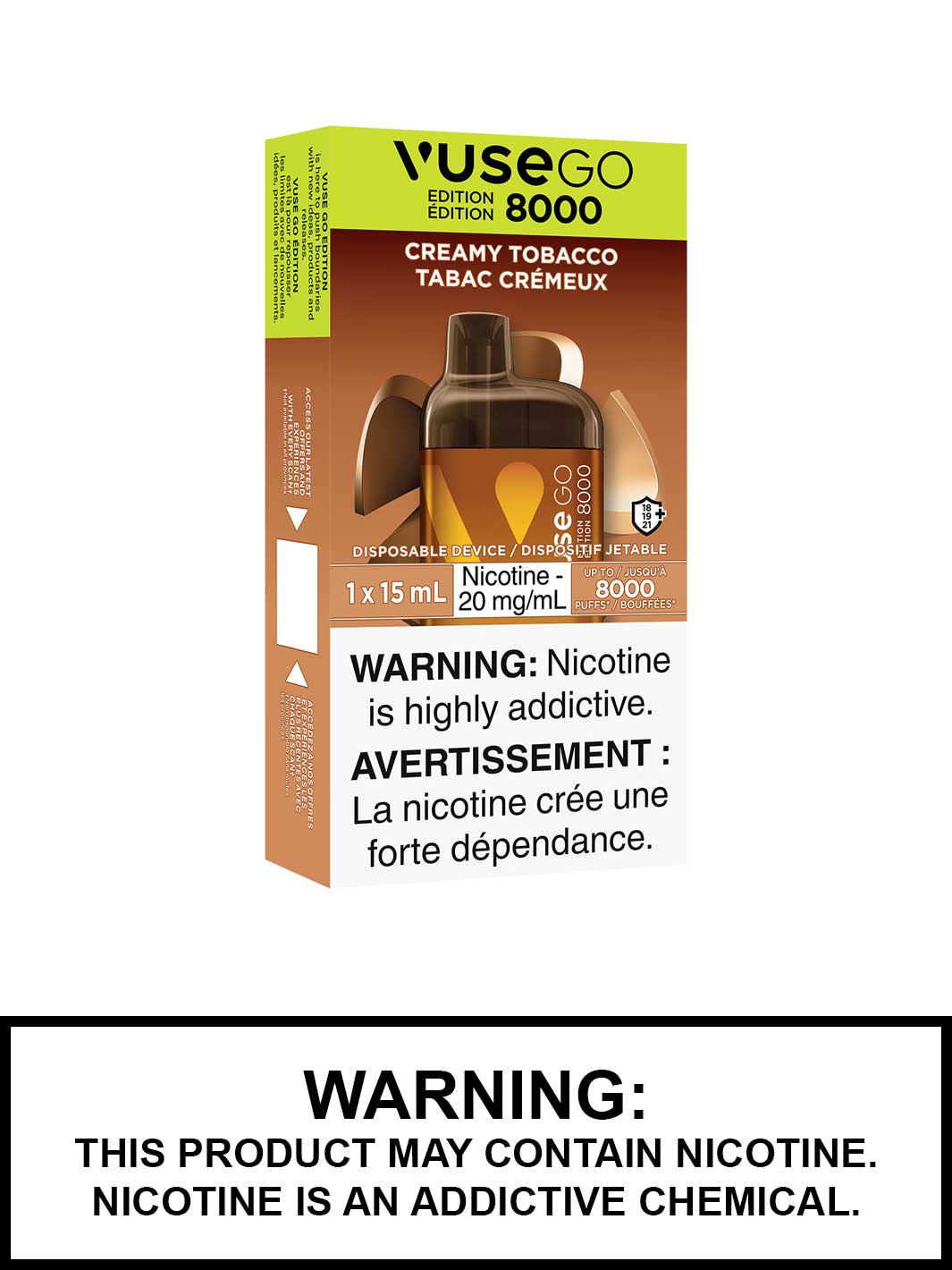 Creamy Tobacco Vuse Go 8000 Disposable Vape, Vuse Vape Canada, Vape360