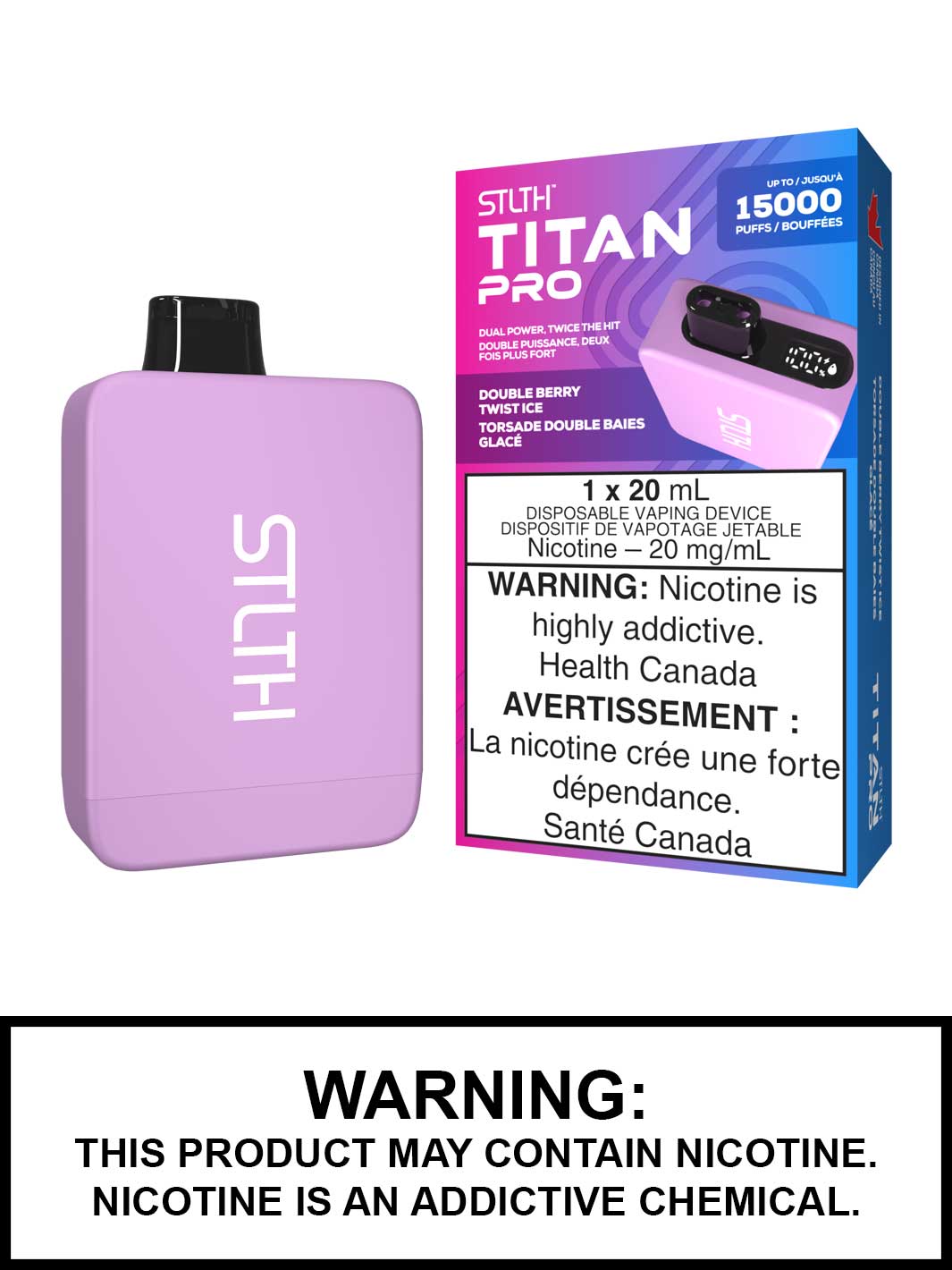 Double Berry Twist Ice STLTH Titan Pro Disposable Vape, STLTH Titan 15K, Vape360 Canada