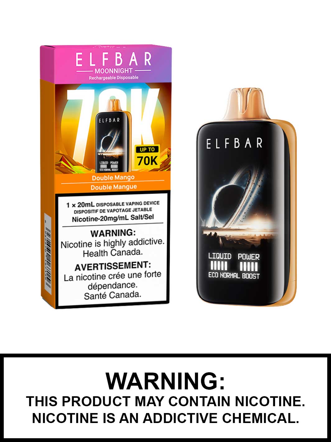 Double Mango Elf Bar MoonNight 70K Disposable Vape, Elf Bar Vape, Vape360 Canada
