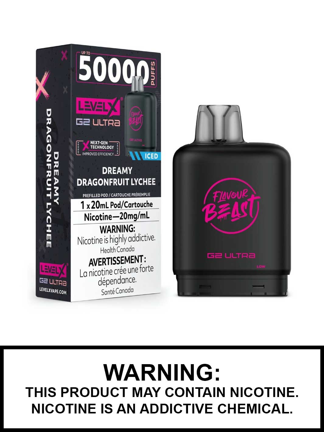 Dreamy Dragonfruit Lychee Iced Level X Ultra Pods by Flavour Beast, Level X Pods