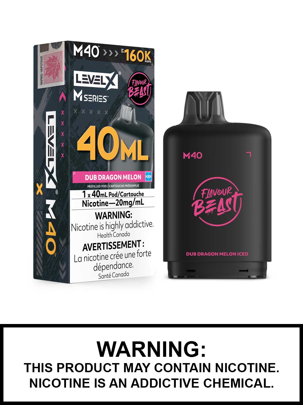 Dub Dragon Melon Iced Level X M Series Pods, M40 Pod 160K Puffs