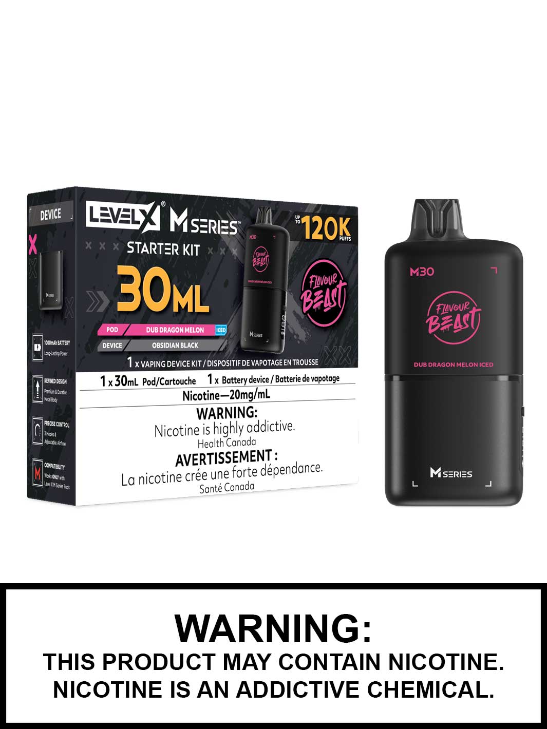 Dub Dragon Melon Iced Level X M Series Starter Kit, M30 120K Puffs